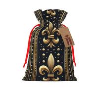 Sacs cadeaux de Noël réutilisables en toile de jute avec cordon de serrage Motif fleur d'or
