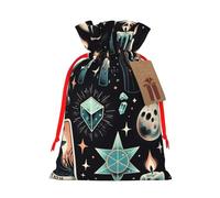Sacs cadeaux de Noël réutilisables en toile de jute avec cordon de serrage pour Halloween, tarot, bougies et cadeaux de Noël