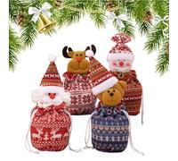 Sacs cadeaux de Noël | Sac avec cordon de serrage - Renne Ours - 3D - Sac de décoration de Noël - Pour , famille, amis, collègues, voisins