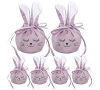Sacs Cadeaux De Pâques - Lot de 6 Sacs 12x10 cm Mignons et Drôles à Cordon - Sac Mignon Lapin Décorations De Pâques | Pour Famille Fêtes Printanières Anniversaire Sucreries Cadeaux