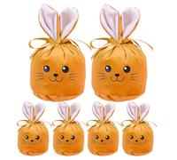 Sacs Cadeaux de Pâques,Lot De 6 Sacs À Cordon 12x10 Cm Mignons Et Amusants - à Cordon pour Cadeaux de Pâques et Rangement,Idéal pour Famille Adolescents École Bureau Fêtes Collations Bijoux