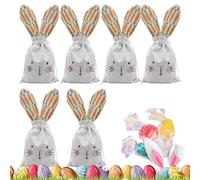 Sacs Cadeaux de Pâques,Pochette Réutilisable à Cordon Coulissant - Sachets Cadeaux de Pâques à Oreilles de Lapin,pour Salle de ole Fête Maison Chocolats Bonbons Jouets