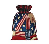 Sacs cadeaux écologiques avec cordon de serrage imprimé drapeau patriotique 4 juillet pour les besoins d'emballage d'anniversaire festifs