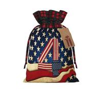 Sacs cadeaux écologiques avec cordon de serrage imprimé drapeau patriotique du 4 juillet pour cadeaux de Noël