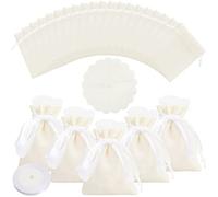 Sacs Cadeaux en Jute 30 Pcs - Sachets en Toile de Jute Avec Cordon, Sac à Bijoux Avec Organza et Ruban Décoratif