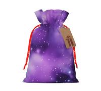 Sacs cadeaux en lin avec cordon de serrage - Motif galaxie magique - Violet - Pour mariage, fête d'anniversaire