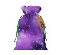Sacs cadeaux en lin avec cordon de serrage - Motif galaxie magique - Violet - Pour mariage, fête d'anniversaire