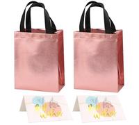 Sacs Cadeaux En Or Rose 2 Pièces - Cartes De Vœux 2 Pièces, Sacs Fourre-Tout À Paillettes, Sacs Cadeaux De Fête Et De Mariage, Réutilisables