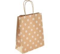 Sacs cadeaux en papier avec renforts en carton, naturel à pois 18x22cm, Sacs cabas solides, lot de 50