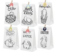 Sacs-cadeaux en papier Koogel Pâques, 12 pièces 6 modèles blanc sac de fête...