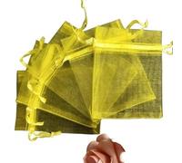 Sacs-cadeaux en papier Sachets en organza multicolores avec cordon de serrage, 6 tailles, lot de 25 ou 50 pièces(Giallo,11x16cm 50pcs)