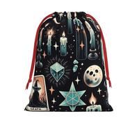 Sacs cadeaux en peluche pour Halloween, tarot, bougies, Noël, grande taille, sacs à friandises en velours doux avec fermeture à ruban rouge pour cadeaux de fêtes et emballages cadeaux
