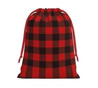 Sacs cadeaux en peluche ultra doux à imprimé écossais rouge et noir, avec cordon de serrage, cadeaux de Noël, sacs de vacances de Noël, pochettes à bijoux de mariage