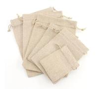 Sacs cadeaux en toile de Jute avec cordon serrage, sacs lin, rangement, sac Pochon Tissu avec Cordon(Natural Color,5Pcs 13x18cm)