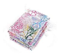 Sacs-cadeaux Eugen, Lot de 10 à 50 sachets en organza for bijoux, emballages, décorations de mariage, pochettes à cordon(White 7x9cm,20pcs)