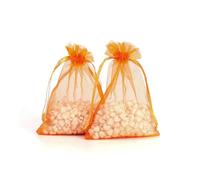 Sacs-cadeaux Eugen, Lot de 10 sachets en organza avec cordon de serrage, for emballage de bijoux, décoration de fête, pochettes d'anniversaire(Oranje,7x9cm)