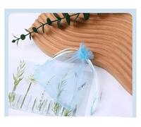 Sacs-cadeaux Eugen, Lot de 100 sachets en organza 7x9, 9x12, 10x15, for bijoux, décoration de fête, pochettes à cordon, emballage de bijoux(Light Blue,15x20cm)