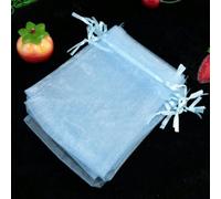 Sacs-cadeaux Eugen, Lot de 50 sachets en organza for bijoux, bonbons, cadeaux, pochettes à cordon coulissant(Light Blue,7x9cm)
