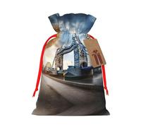 Sacs cadeaux historiques avec cordon de serrage imprimé Old Tower Bridge Londres - Pour fête, bonbons, cadeaux de Noël