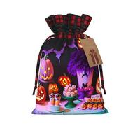 Sacs cadeaux imprimés avec cordon de serrage pour Halloween, carnaval, fête de Noël, pochettes festives pour friandises, friandises