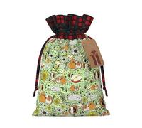 Sacs cadeaux imprimés cochon d'Inde avec cordon de serrage - Sacs de fête de Noël - Pochettes festives pour friandises, friandises