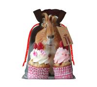 Sacs cadeaux imprimés cochons d'Inde et cupcakes, mignons et élégants avec cordon de serrage