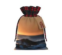 Sacs cadeaux imprimés Last Sun Rays of Over The Sea Waves avec cordon de serrage - Sacs de fête de Noël - Pochettes festives pour friandises, friandises