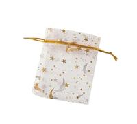 Sacs cadeaux, Lot de 50 sachets à bijoux en organza motif lune et étoile, pochettes cordon for bonbons, for loisirs créatifs, rangement cadeaux mariage, fournitures d'emballage for petites entreprises