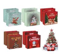 Sacs Cadeaux Noël avec Anse, Sacs Papier de Noël, 10 PCS Sacs de Cadeaux de Noël, Sac Cadeau Motif de Noël, Sacs Cadeaux de Noël Papier avec Anse, pour Various Festivals Emballage Cadeau(20*8*20CM)