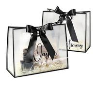 Sacs cadeaux personnalisés en plastique transparent avec poignée et ruban en polypropylène transparent pour demande en mariage, enterrement de vie de jeune fille, fête d'anniversaire