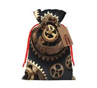 Sacs cadeaux polyvalents avec cordon de serrage réutilisables Motif engrenages steampunk