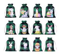 Sacs Cadeaux Pour Pâques | 12 Pièces Sacs À Bonbons À Cordon Avec Des Motifs De Lapin Mignon - En Toile De Jute,Pour Invités Demoiselles d'Honneur Fête Collègues Mariage Vacances Pâques