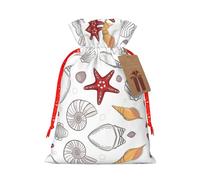 Sacs cadeaux réutilisables avec cordon de serrage et motif coquillage et étoile de mer