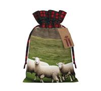 Sacs cadeaux réutilisables avec cordon de serrage - Imprimé agneaux et moutons