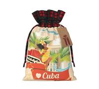 Sacs cadeaux réutilisables avec cordon de serrage - Imprimé île de Cuba - Pochettes pour Noël, anniversaires