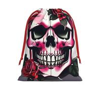 Sacs cadeaux réutilisables avec cordon de serrage imprimé tête de mort rose pour anniversaire, mariage ou quotidien