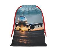 Sacs cadeaux réutilisables avec cordon de serrage Motif avion dans le soir Pour anniversaire, mariage ou quotidien
