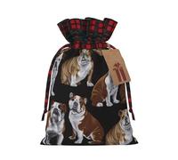Sacs cadeaux réutilisables avec cordon de serrage Motif bouledogues anglais