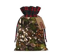 Sacs cadeaux réutilisables avec cordon de serrage - Motif champignon sauvage