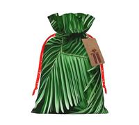 Sacs cadeaux réutilisables avec cordon de serrage - Motif feuilles de palmier vertes - Pour fêtes, friandises, accessoires ou souvenirs