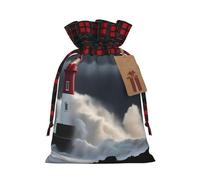 Sacs cadeaux réutilisables avec cordon de serrage Motif phare en tempête Idéal pour un anniversaire ou un mariage