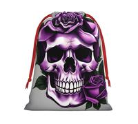 Sacs cadeaux réutilisables avec cordon de serrage pour anniversaire, mariage ou quotidien Motif tête de mort Violet