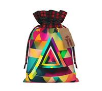 Sacs cadeaux réutilisables avec motif triangulaire coloré - Pochettes de Noël avec cordon de serrage pour Noël, anniversaire, mariage, vacances