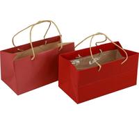 Sacs cadeaux rouges avec poignées en papier 24x12x12cm - set de 6, emballage pour cadeaux, petits cadeaux, sacs en papier de qualité supérieure