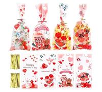 Sacs Cadeaux Saint-Valentin - 100 Pièces Fournitures d'Emballage Transparent Romantiques - Collations de Fête Sachets à Friandises | Pour Anniversaires d', Célébrations en t