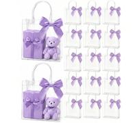 Sacs cadeaux transparents, sacs cadeaux transparents en PVC à emporter avec nœuds, parfaits pour les baby showers, les anniversaires, les mariages, les enterrements de vie de jeune fille et les décora