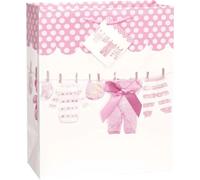 Sacs cadeaux, vêtements de bébé, Baby Shower SG28793 (taille unique) (Rose/Blanc)