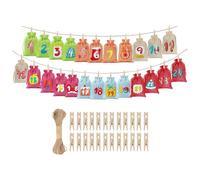 Sacs Calendrier De L Avent, Décorations De Noël Remplissables Pour 24 Jours Pochette Artisanat de Fêtes à Cordon avec Attaches Pour Bonbons Chocolat Bijoux Jouets Snacks