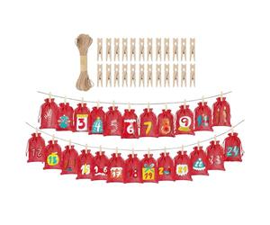 Sacs Calendrier De L Avent, Décorations De Noël Remplissables Pour 24 Jours Pochette Artisanat de Fêtes à Cordon avec Attaches Pour Bonbons Chocolat Bijoux Jouets Snacks