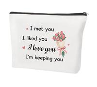 Sacs cosmétiques, cadeaux de Saint-Valentin pour femme, cadeaux de Saint-Valentin pour petite amie, cadeaux pour femme, cadeaux d'anniversaire pour petite amie, trousse de maquillage, blanc, Couple